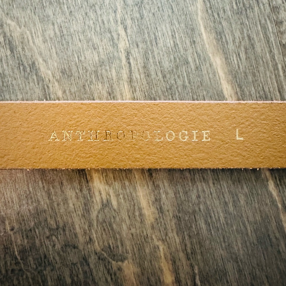 Anthropologie Linea Pelle Sculptural Buckle Leather Belt Honey Silver Size Large - Picture 7 of 10
